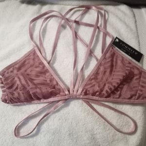 Youmita crossover strap Bralette,size S,rose bush color
